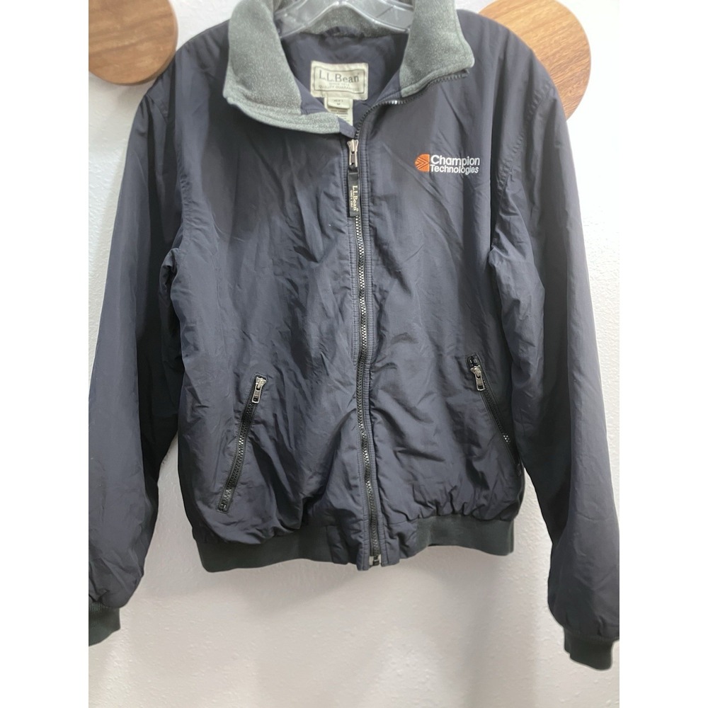 Vtg LL Bean Mens M Champion Tech Jacket Fleece Lined Bomber 90s‎ Gorpcore Navy